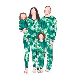 High Quality European American New Parent-Child Pajamas Tie-Dye Printing Bamboo Home Family Matching Set