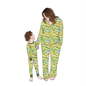 Customized 2pcs Mommy and Me Bamboo Printed Pajamas Set Family Matching Outfits for Girls and Kids Customized for Families