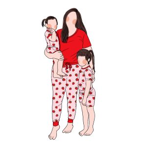 Custom Factory Directly Sale 2pcs Bamboo Mommy and Me Lounge Short Sleeves Pajamas Set Family Sleepwear Set