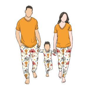New Design High Quality Soft Summer Family Matching Pajamas Circus Print Kid Pajamas for Kids 2pc Sleepwear Set