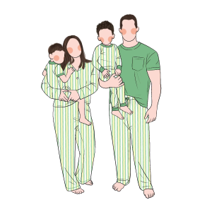 2025 Custom Popular Member Parent -Child Striped Design Family Matching Bamboo Pajamas Kids 2pc Shorts Set
