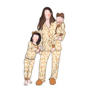 New Arrival Breathable Bamboo Mommy&Me Sleepwear Custom Print Baby Kids Women Pajamas  Bamboo 2 Pieces Set