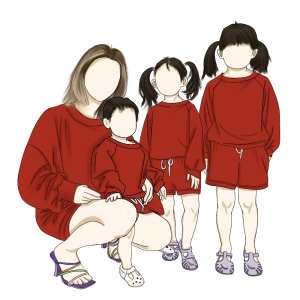 Custom New Arrival Milk Protein Fiber Solid Color Short Pant and Long Sleeve Oversized Kids Baby Girls Family Sweatshirts Hoodie