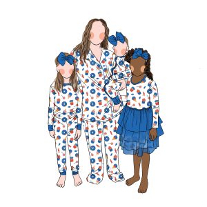 2025 New Design Hot Sell Family Matching Mommy and Me Custom Print Breathable 2pc Pajamas Set