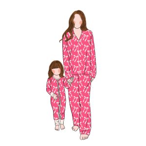 Wholesale New Style Bamboo Custom Designs Long Sleeve Mom and Me Family Matching Pajamas Parent-Child Clothing Baby Romper