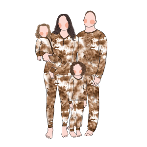 High Quality European American New Parent-Child Pajamas Tie-Dye Printing Bamboo Home Family Matching Set