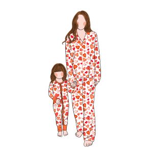 Wholesale New Style Bamboo Custom Designs Long Sleeve Mom and Me Family Matching Pajamas Parent-Child Clothing Baby Romper
