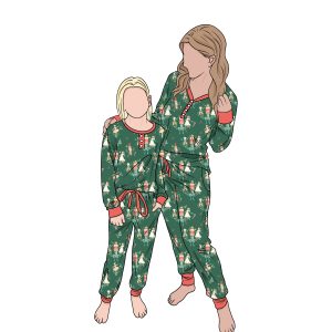 Wholesale 2pc Soft Comfortable Bamboo Mommy & Me Parent-Child Clothing Pajamas Set Family Sleepwear