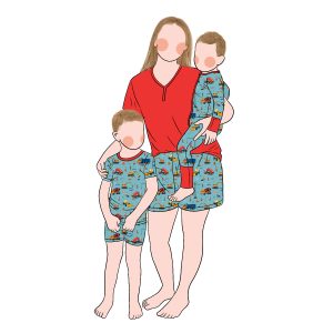 Wholesale 3pcs Soft Bamboo Fabric Mommy and Me Matching Pajamas and Baby Romper Parent-Child Clothing Pajamas Set