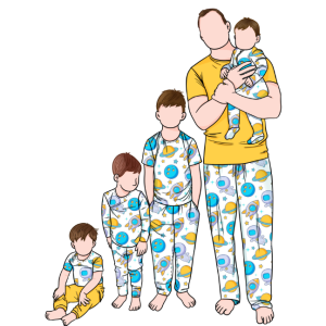 Soft Wholesale Custom 2pcs Comfortable Universe Outer Space Printed Family Pajamas Casual Sleepwear Clothing Set for Family