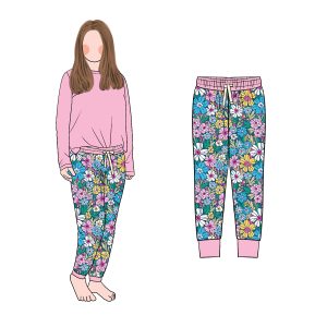 Latest Hot Sale Mommy Joggers Pants Custom Floral Design Elastic Waistband with Drawstring Leisure Summer Pants