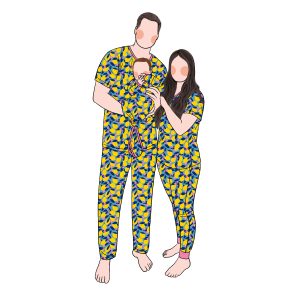 Comfortable Bamboo Family Sleepwear Matching Set With Baby Sleeping Bag Parent-Child Clothing Pajamas Set