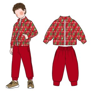 Christmas 2pcs Sets Hoodie Outfit Hot Selling Custom Color Spandex and Cotton Sleeve Girls and Boys Kids Adults Casual Sets