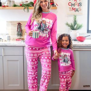 Factory Wholesale Coordinating Christmas Wholesale Glow in the Dark Santa Letter Print Cotton Tops Family Matching Red