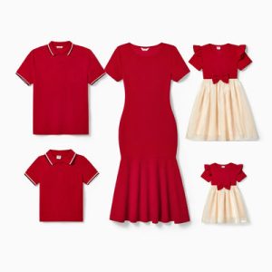 Bulk Factory Holiday Matching Colorblock Velvet Family Christmas Outfits Long Sleeve Tops & Dresses Burgundy