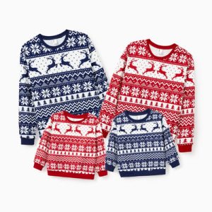OEM Available Wholesale Holiday Gingerbread Man Print Casual Family Sweatshirts Long Sleeve Red