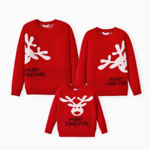 Customizable Bulk Family Matching Cartoon Alien Christmas Family Sweatshirt Red