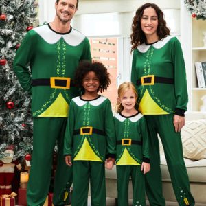 Wholesale Bulk Order Christmas Glow in the Dark Reindeer Print Family Pajamas Red with Matching Socks