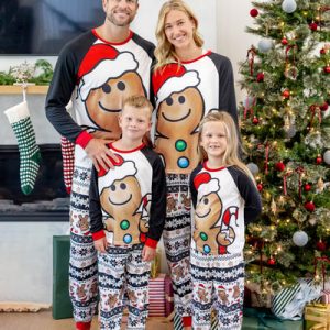 Custom Design Wholesale Family Christmas Elf Print Family Pajamas Red with Matching Socks