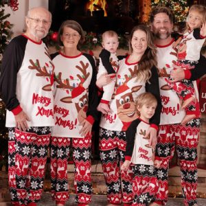 Custom Factory Direct Family Letters Embroidered Hooded Fleece Family Pajamas White with Matching Socks