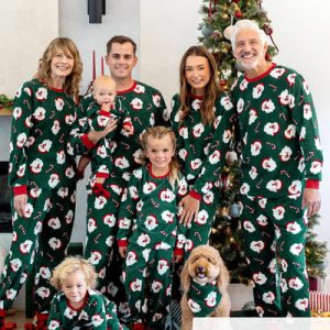 Wholesale Christmas Family Matching Reindeer Print Family Pajamas Black with Matching Socks