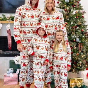 Wholesale Bulk Order Christmas Glow in the Dark Gingerbread & Santa Family Pajamas Red with Matching Socks