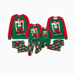 Custom OEM Family Holiday Cartoon Sea Christmas Print Colorblock Family Pajamas with Matching Socks