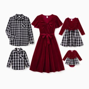 Wholesale OEM Christmas Collection Holiday Elf Fleece Snowflake Family Pajama Set Red with Matching Socks