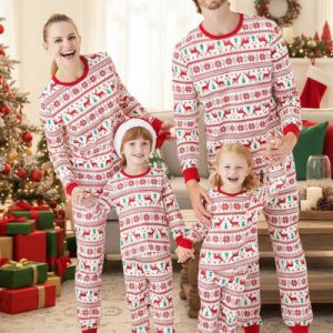 Custom Design Wholesale Family Christmas Hat & Letter Print Black Family Short Sleeve Plaid Pajamas Black