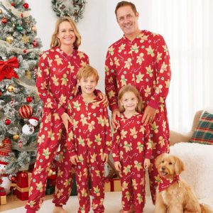 Wholesale Bulk Order Christmas Christmas Tree & Reindeer Pattern Allover Long Sleeve Family Pajamas Deep Blue with Matching Socks