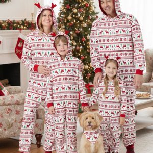 Custom Factory Direct Family Christmas Elf Print Tie Dye Long Sleeve Family Pajamas Multi Color with Matching Socks